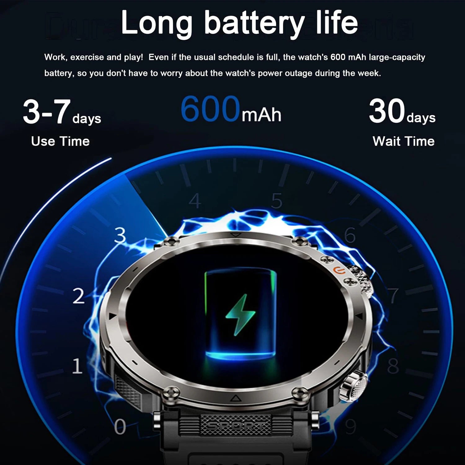 5ATM Waterproof Smartwatch for Men – GPS, Heart Rate, Bluetooth Calls
