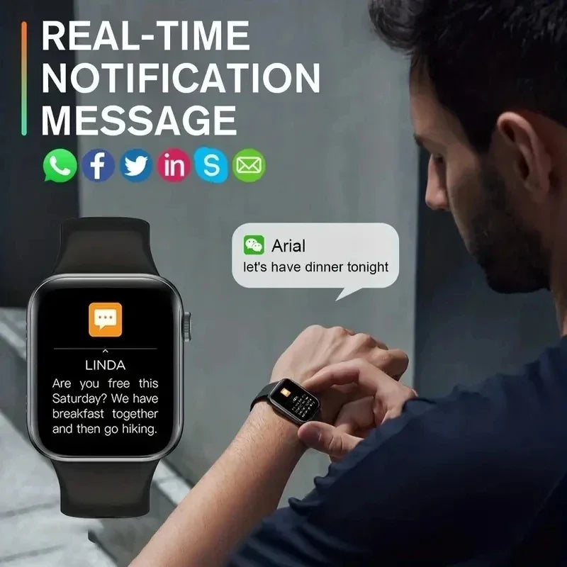 2025 Smartwatch for Men &amp; Women – 1.73" Screen, Bluetooth Calls, Blood Oxygen &amp; Pressure Monitoring | Android &amp; iOS Compatible