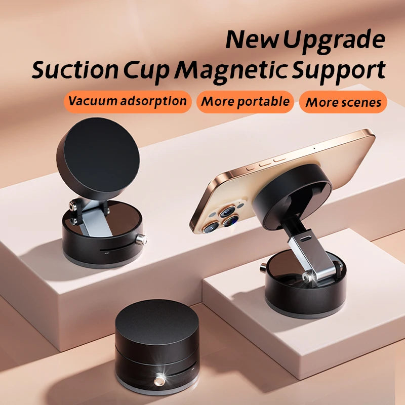 Mini Magnetic Phone Holder – Double-Sided Suction Cup for iPhone & Android (Foldable, Kitchen-Friendly)
