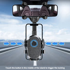 SEAMETAL 360° Rotatable Car Phone Holder – Universal Rearview Mirror Clip for GPS Navigation