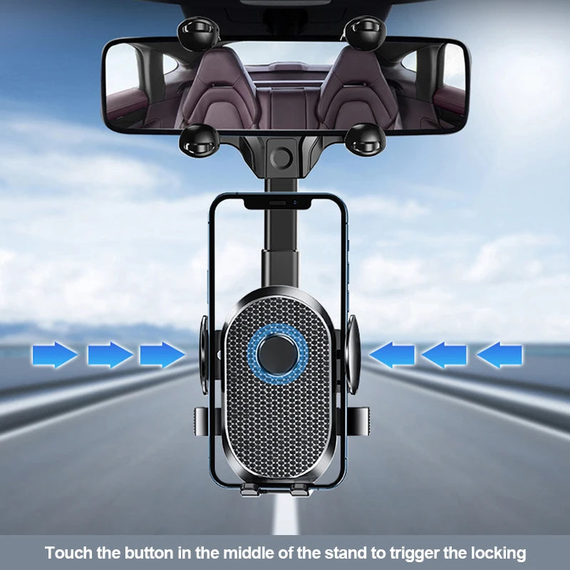 SEAMETAL 360° Rotatable Car Phone Holder – Universal Rearview Mirror Clip for GPS Navigation
