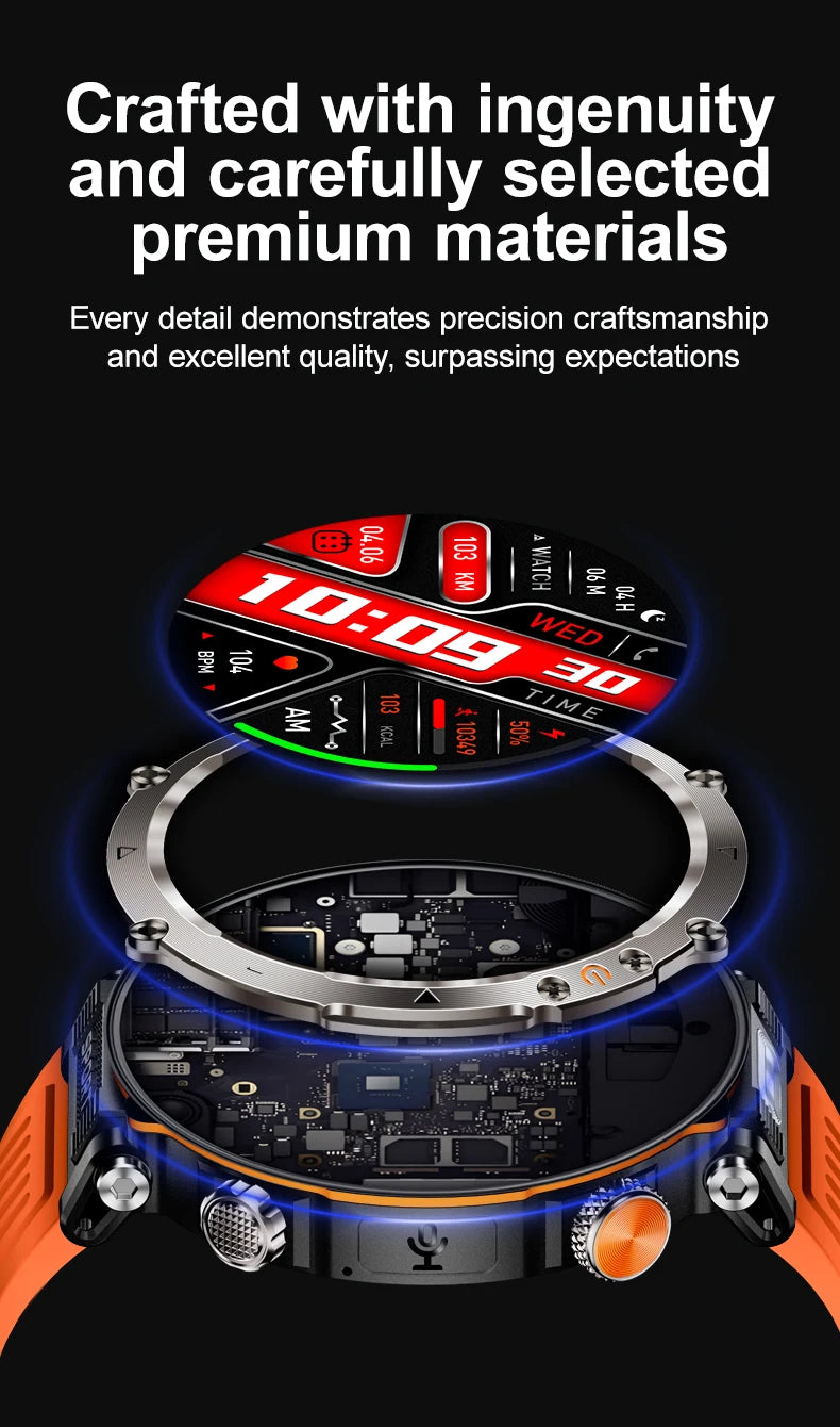 5ATM Waterproof Smartwatch for Men – GPS, Heart Rate, Bluetooth Calls