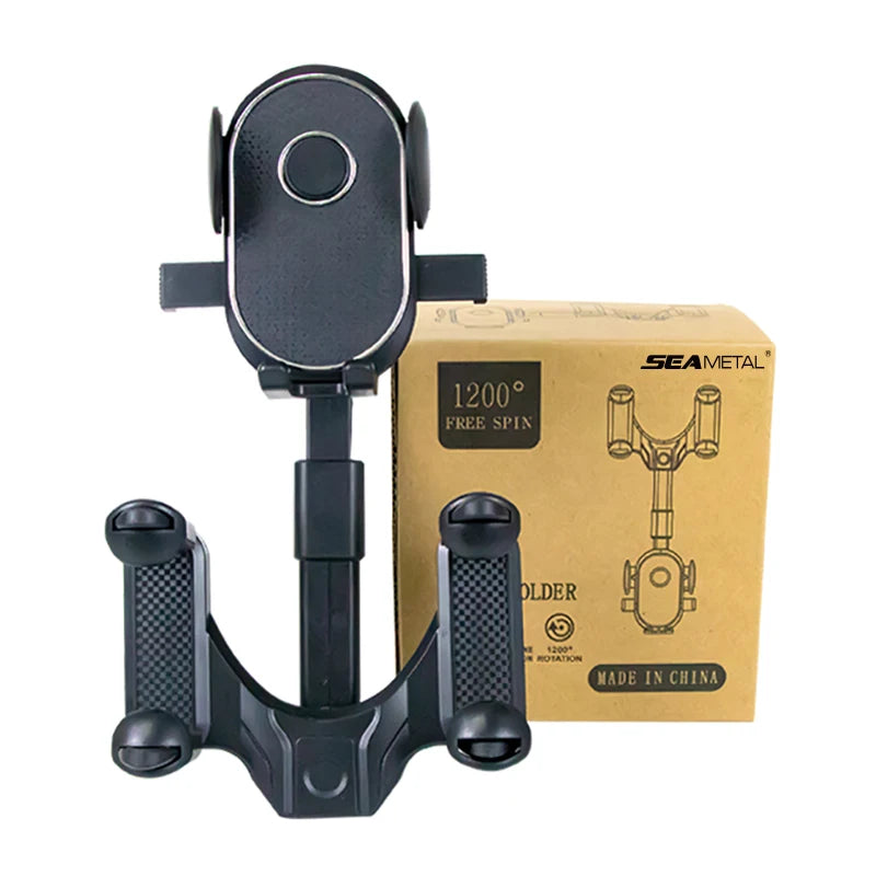SEAMETAL 360° Rotatable Car Phone Holder – Universal Rearview Mirror Clip for GPS Navigation