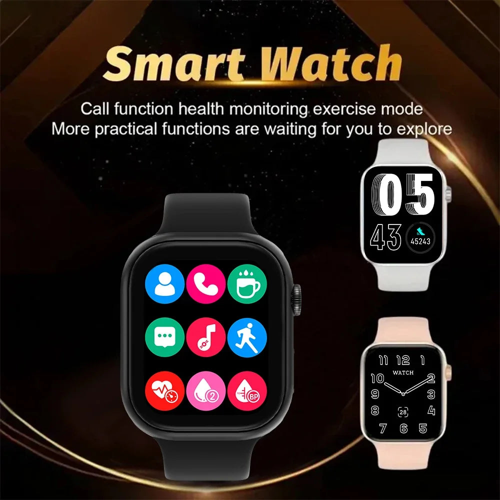 2025 Smartwatch for Men &amp; Women – 1.73" Screen, Bluetooth Calls, Blood Oxygen &amp; Pressure Monitoring | Android &amp; iOS Compatible