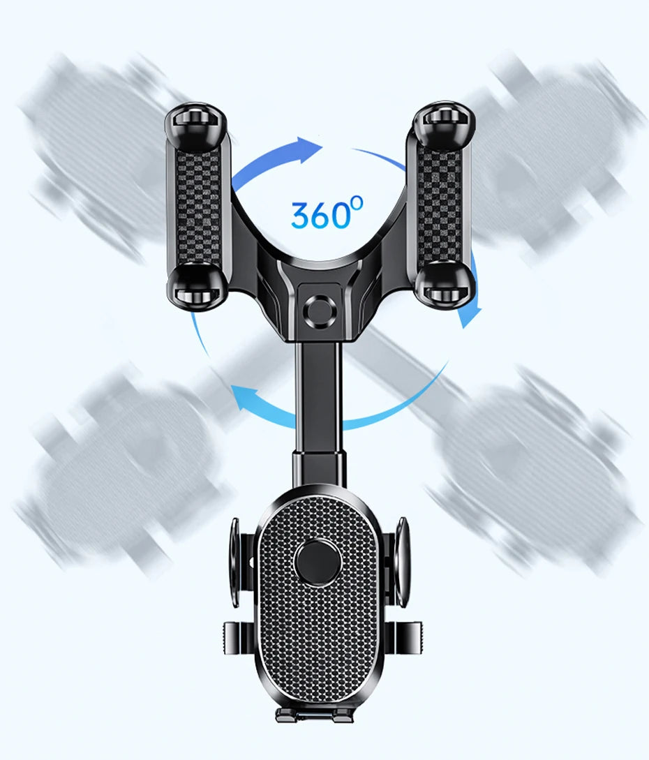 SEAMETAL 360° Rotatable Car Phone Holder – Universal Rearview Mirror Clip for GPS Navigation