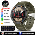 Military Smartwatch for Men – HD Screen, Heart Rate, Waterproof, BT Calls