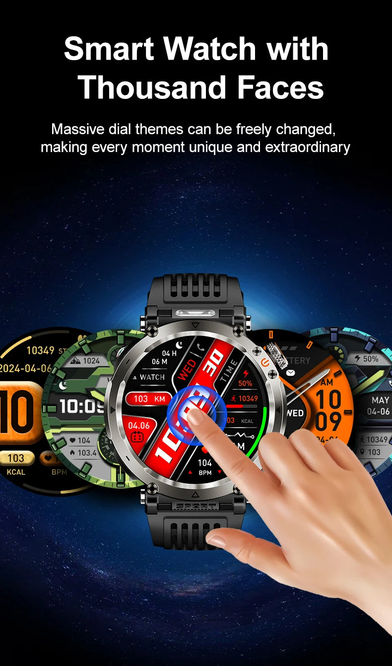 5ATM Waterproof Smartwatch for Men – GPS, Heart Rate, Bluetooth Calls