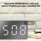 White LED Mirror Alarm Clock – USB-Powered, Snooze & Night Light