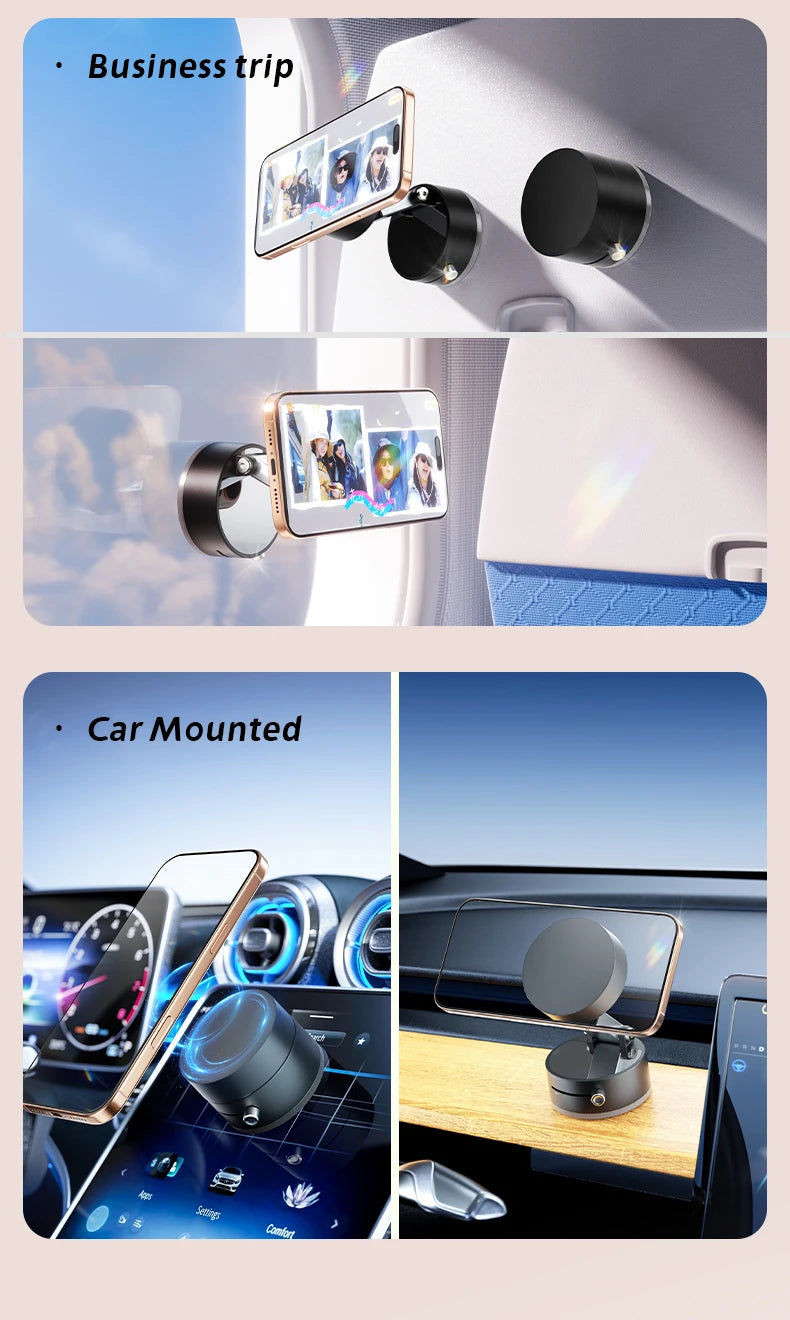 Mini Magnetic Phone Holder – Double-Sided Suction Cup for iPhone & Android (Foldable, Kitchen-Friendly)