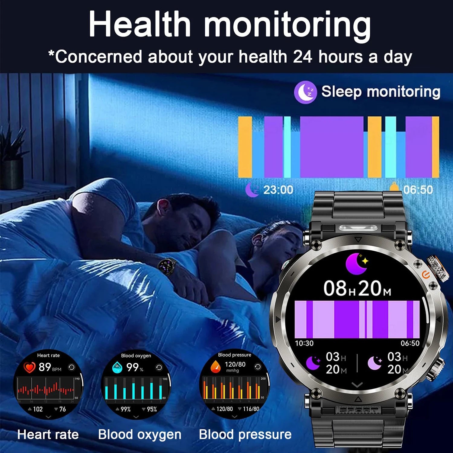 5ATM Waterproof Smartwatch for Men – GPS, Heart Rate, Bluetooth Calls