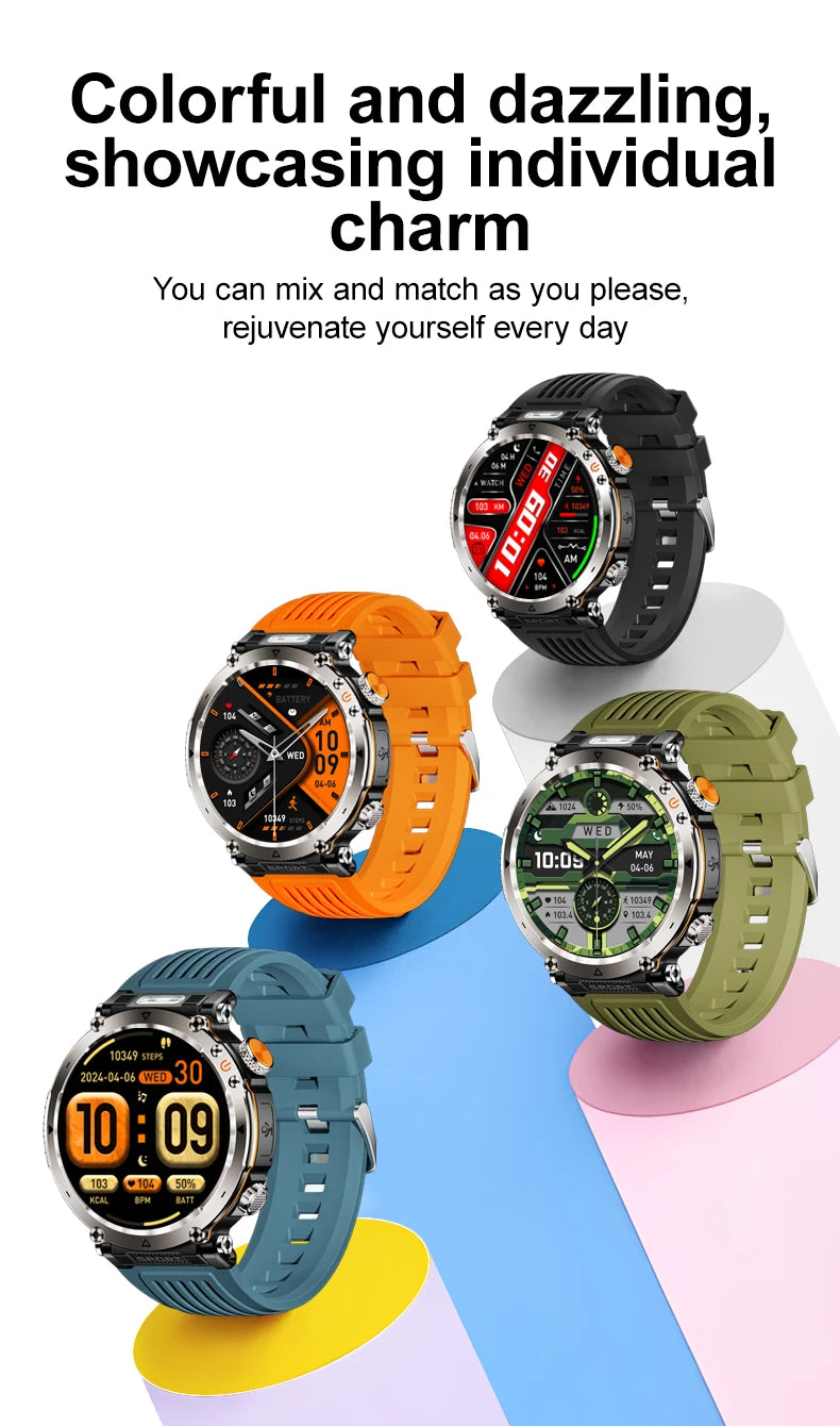 5ATM Waterproof Smartwatch for Men – GPS, Heart Rate, Bluetooth Calls