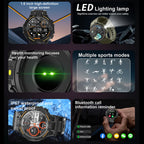 Military Smartwatch for Men – HD Screen, Heart Rate, Waterproof, BT Calls