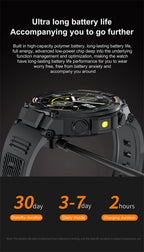 Military Smartwatch for Men – HD Screen, Heart Rate, Waterproof, BT Calls