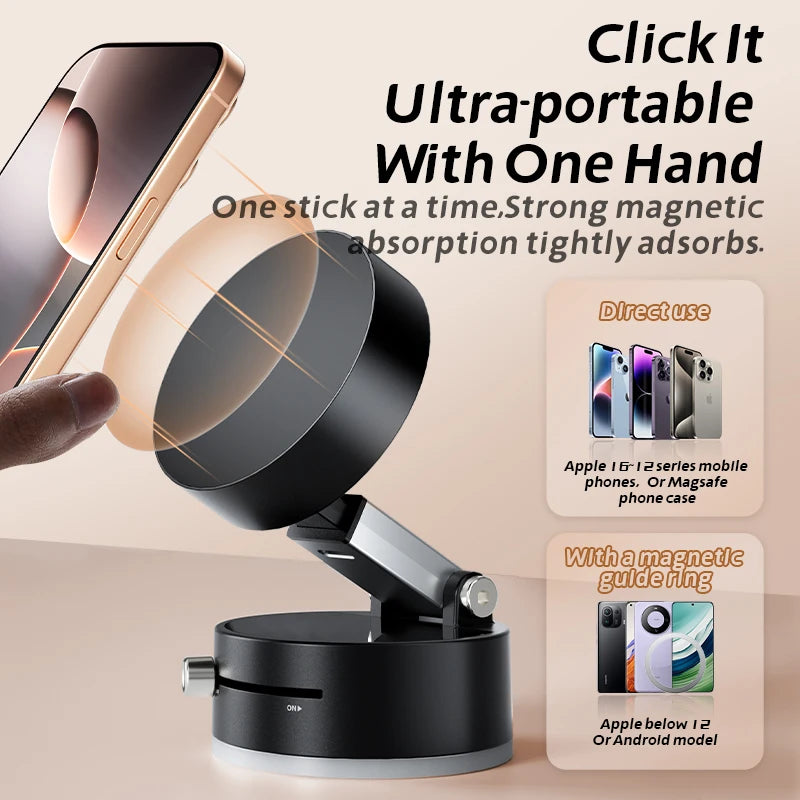 Mini Magnetic Phone Holder – Double-Sided Suction Cup for iPhone & Android (Foldable, Kitchen-Friendly)