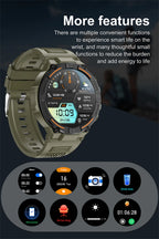 Military Smartwatch for Men – HD Screen, Heart Rate, Waterproof, BT Calls